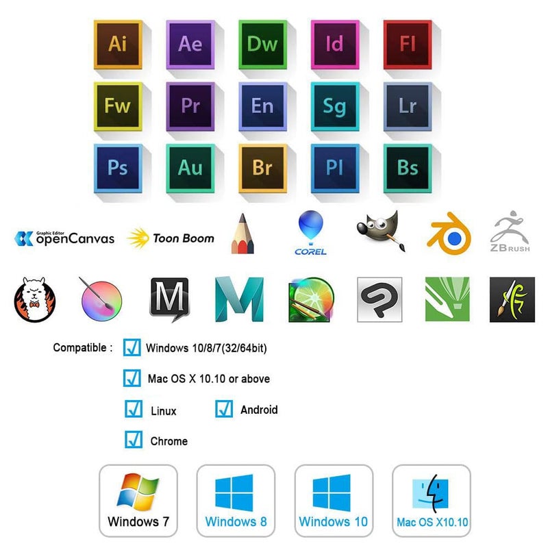 Ugee لوحة رسم يو جي إي إي، م708 V2 ترقية لجهاز الكمبيوتر والكمبيوتر الشخصي وجهاز أندرويد، 10x6 بوصة رفيعة للغاية كبيرة للرسم على الكمبيوتر، مع 8 مفاتيح ساخنة وترقية 16384 مستوى قلم بدون بطارية لإطلاق العنان للإبداع - Image 5
